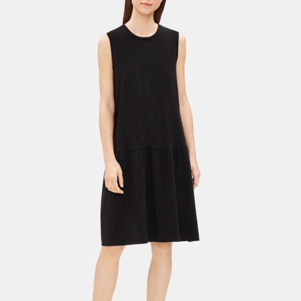 Eileen Fisher Black Tencel Jersey Drop-Waist Dress